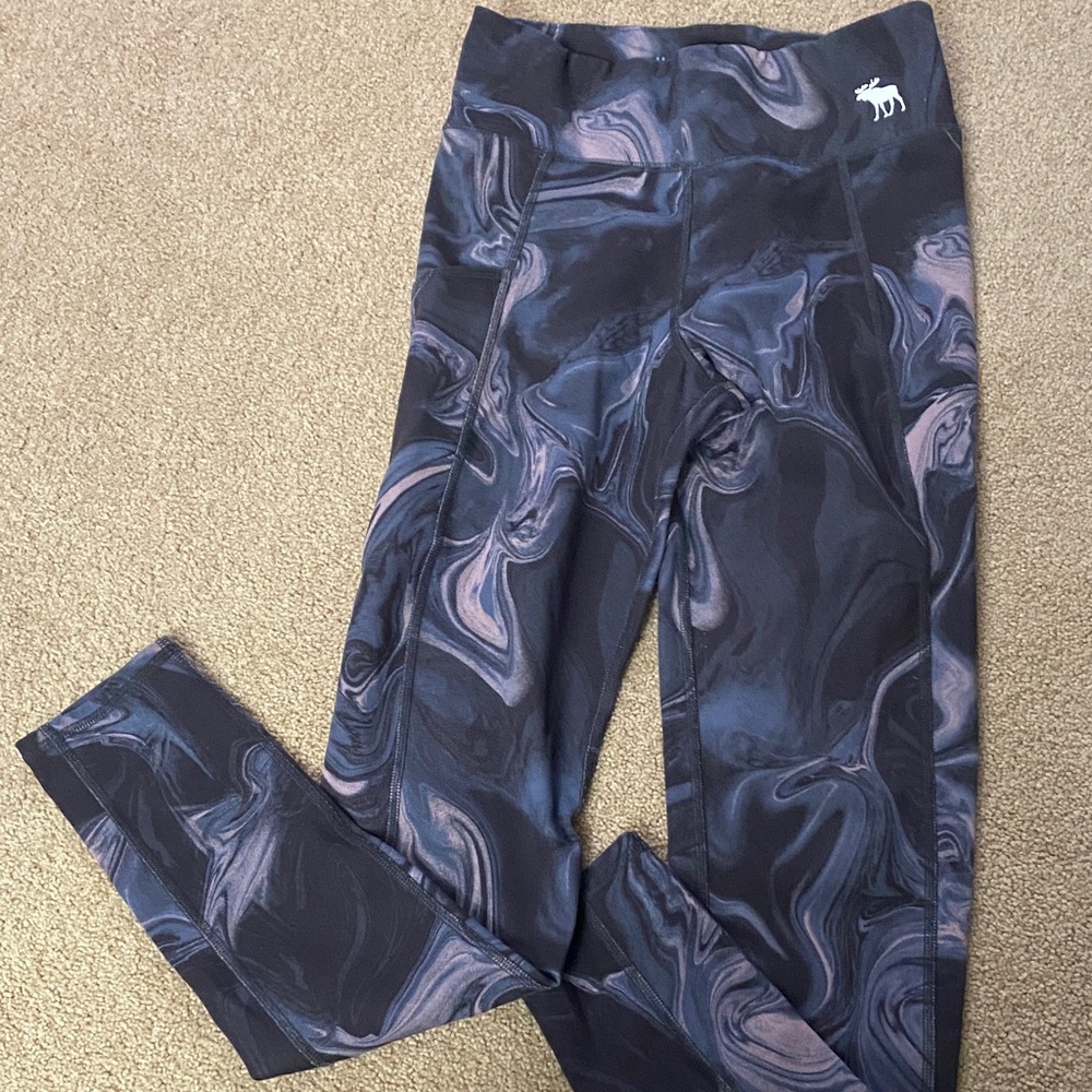 Abercrombie Kids Swirl Pattern Leggings - Black and Purple